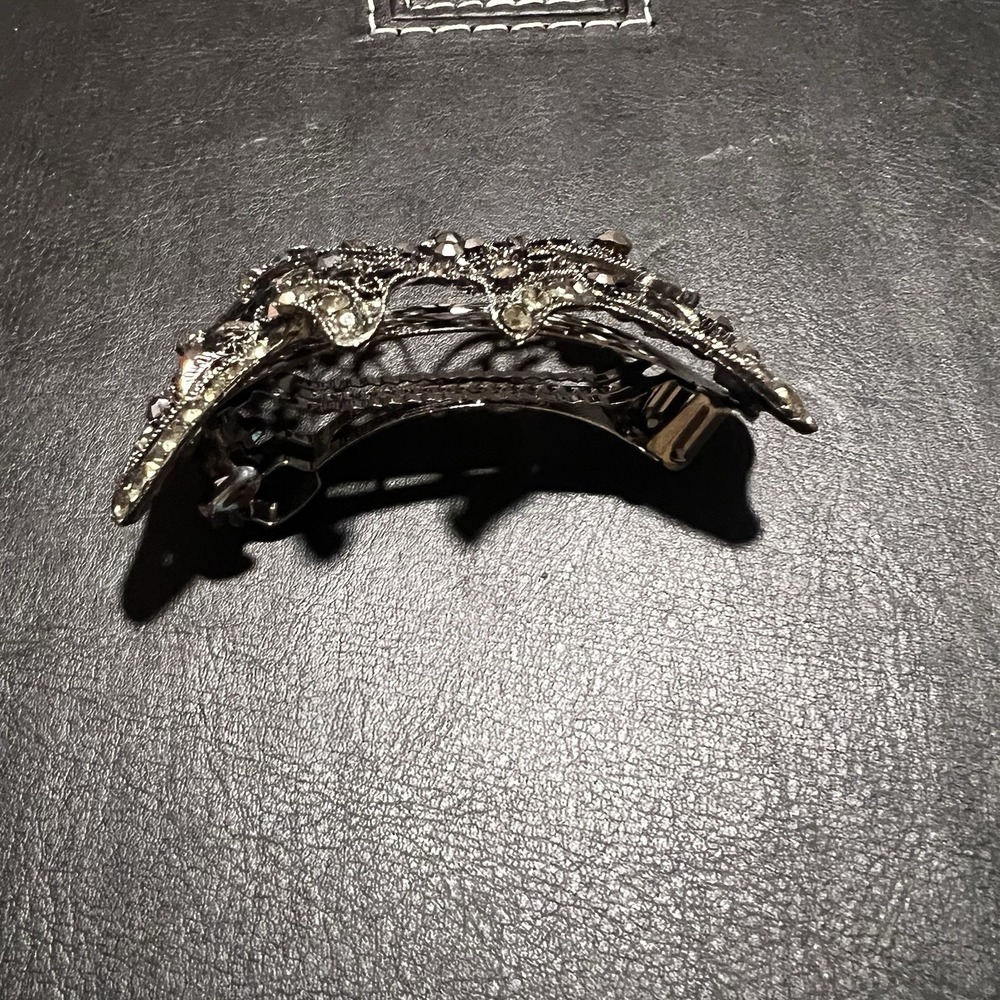 Vintage Rhinestone Butterfly Barrette Silver Metal Hair Clip Feminine Cute Boho - Picture 2 of 5